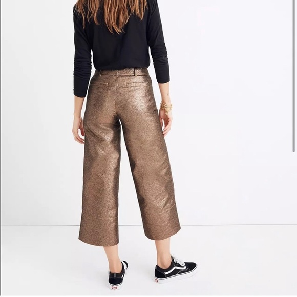 Madewell Emmett Wide-Leg Crop Pants in Metallic - Picture 2 of 5